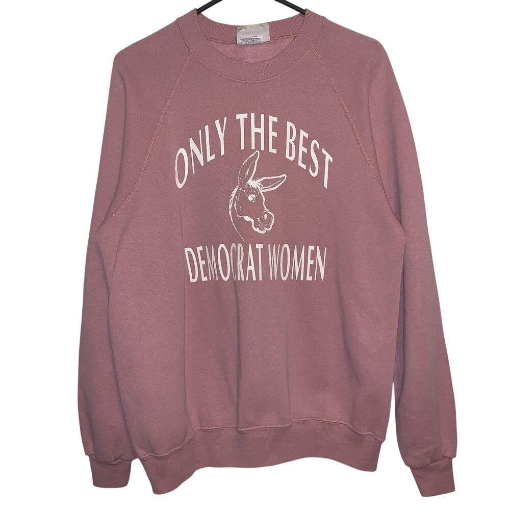 Vintage 90s Only The Best Democrat Donkey Political Pink Riders Sweatshirt L USA